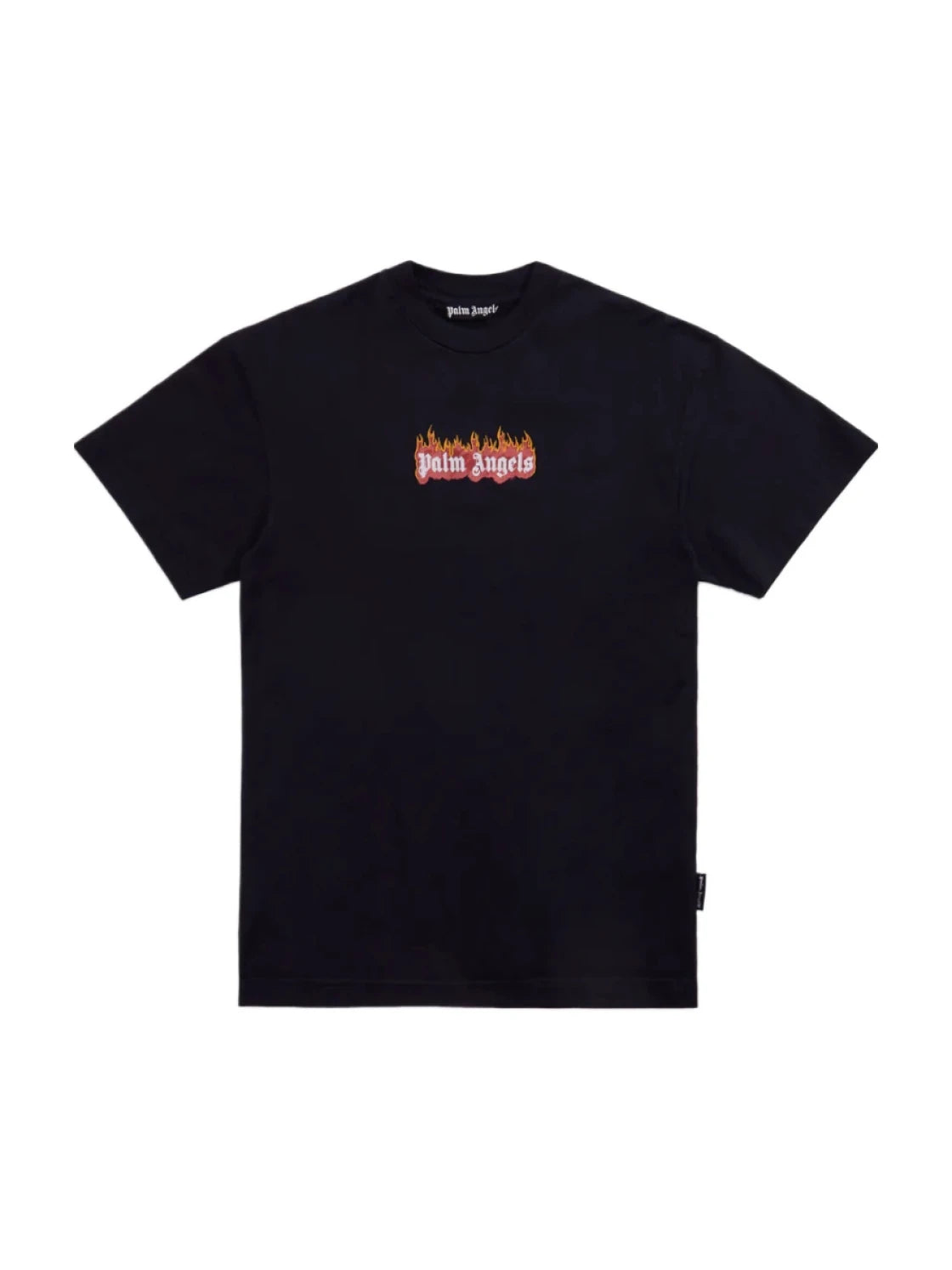 PALM ANGELS GARMENT DYE BURNING LOGO TEE (BLACK)